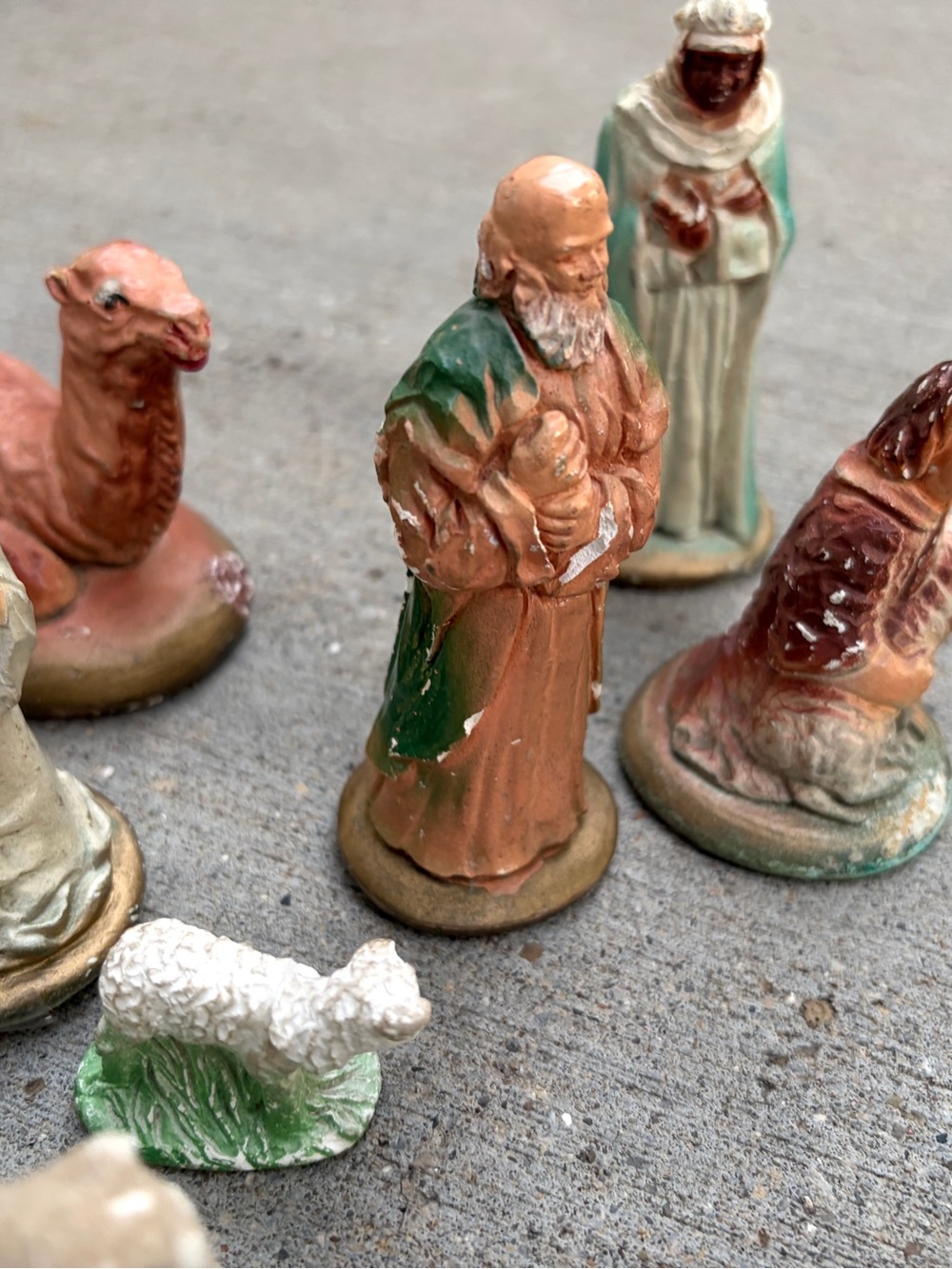 1940s Chalkware Nativity Scene Decor 24 Pieces